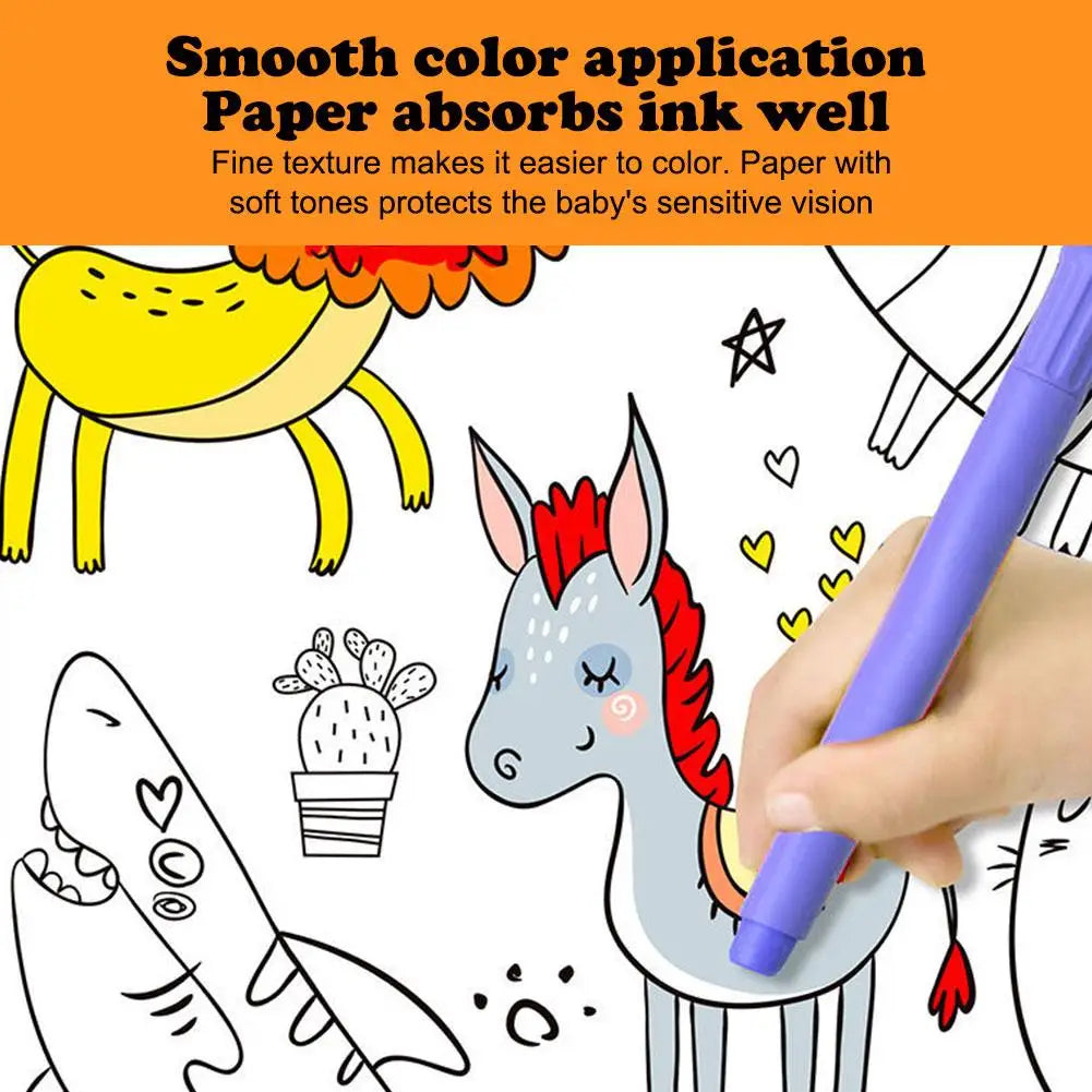 Children's Drawing Roll Sticky Color Filling Paper Graffiti Scroll Coloring Paper Roll For Kids DIY Painting Educational Toys